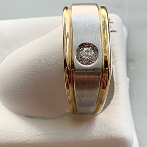 NEW 14KTT Mens Heavy Duty Diamond Ring